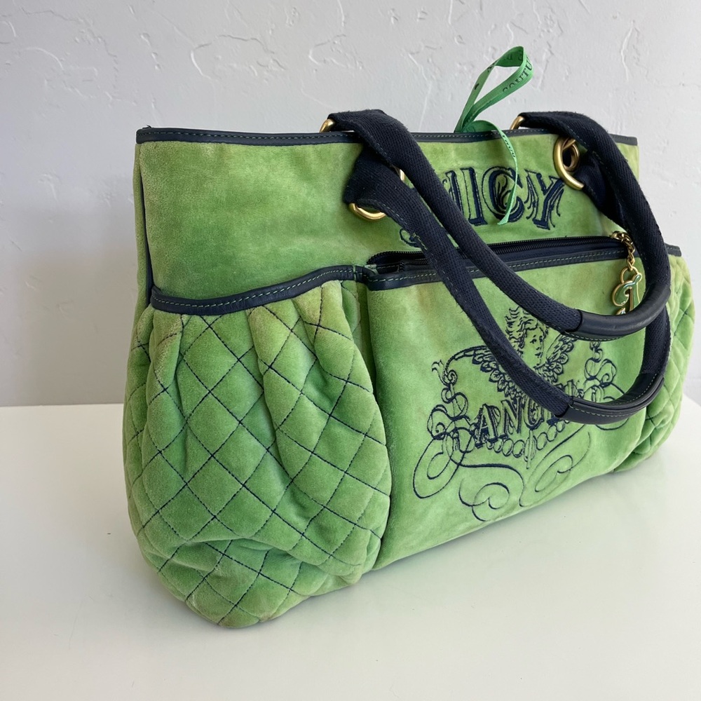 Auth VTG Y2K JUICY COUTURE Juicy Angel Velour Diaper Bag - Picture 3 of 13